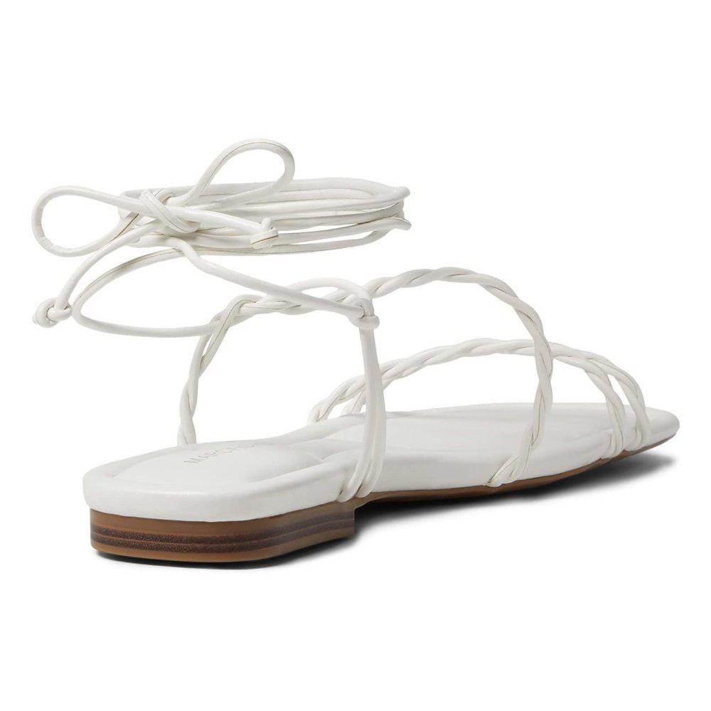Lakita White Lace Up Flat Sandals