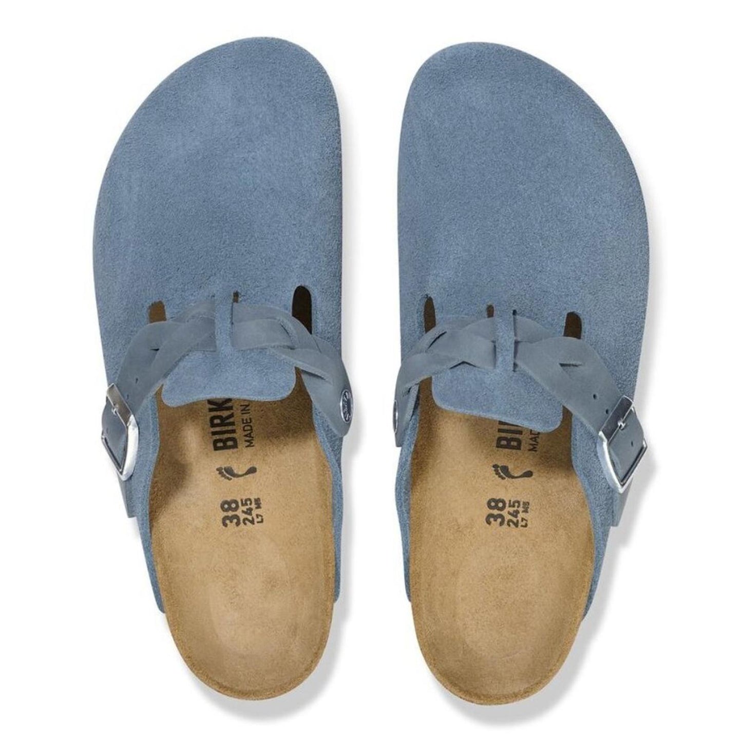 Boston Braided Elemental Blue Suede Leather Clogs