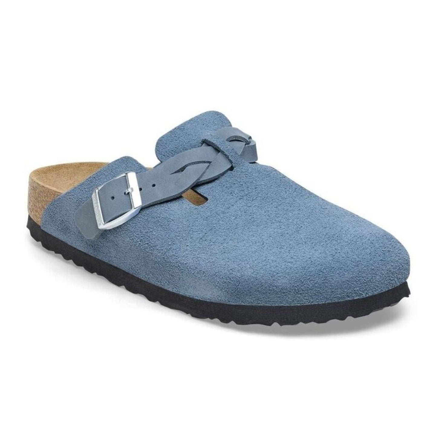 Boston Braided Elemental Blue Suede Leather Clogs
