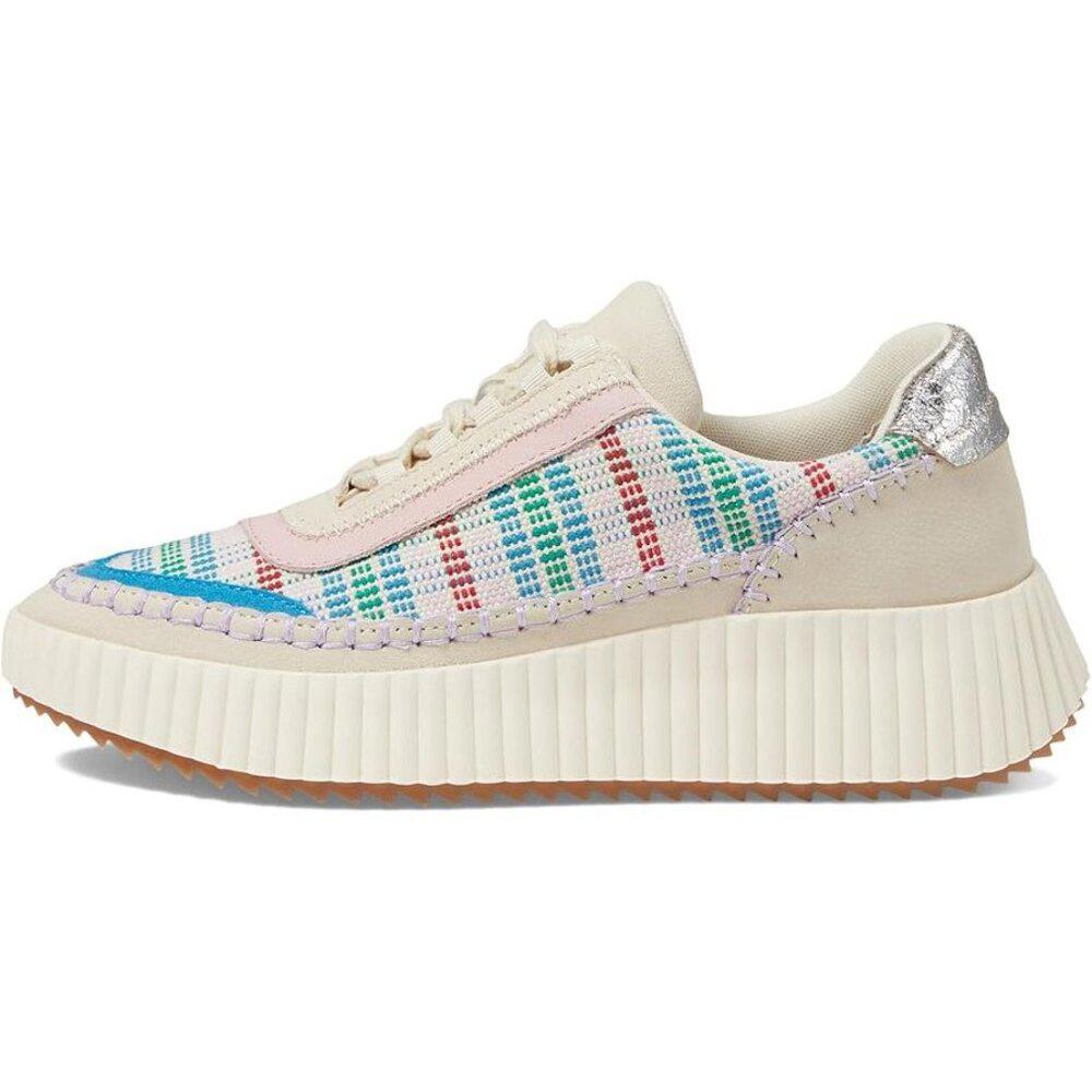 Dolen Blue Multi Textile Leather Lace Up Sneaker