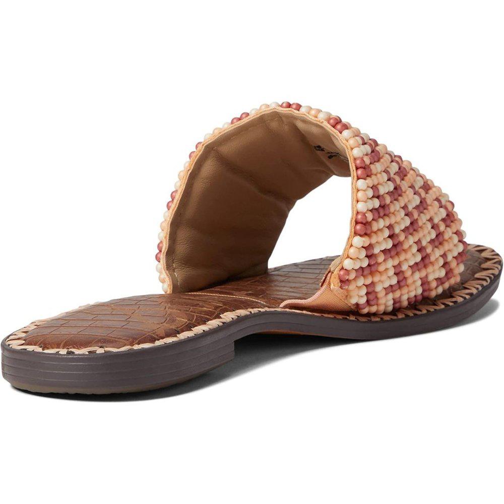 Gunner Peach Beaded Leather Slides