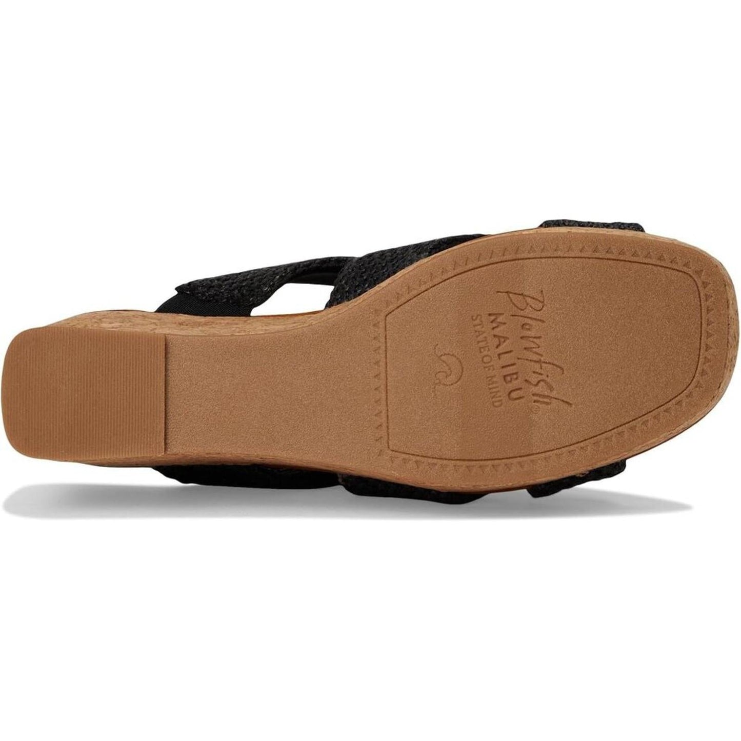 Abi Black Faux Raffia Wedge Sandals