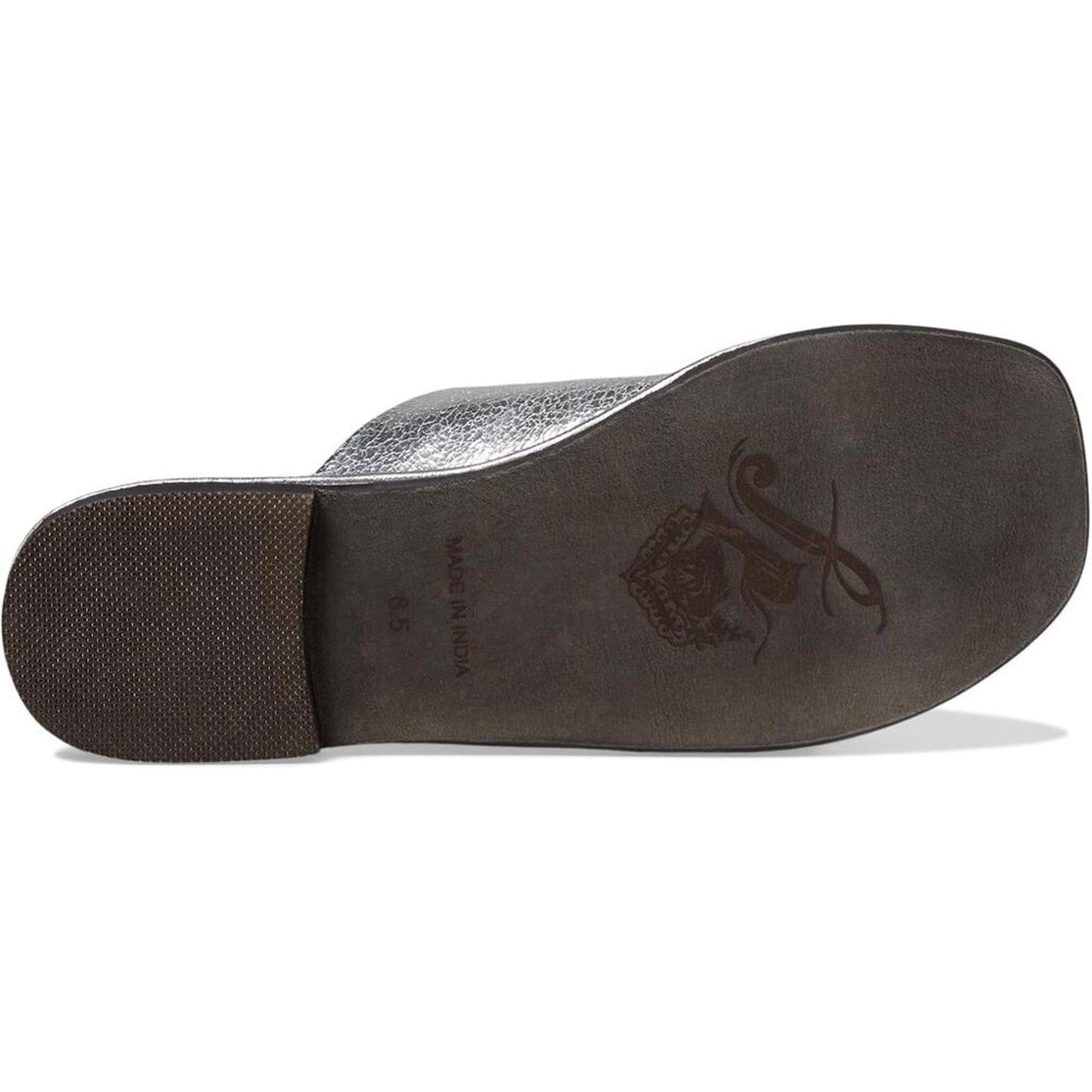 Mila Minimal Silver Leather Flat Slide Sandals