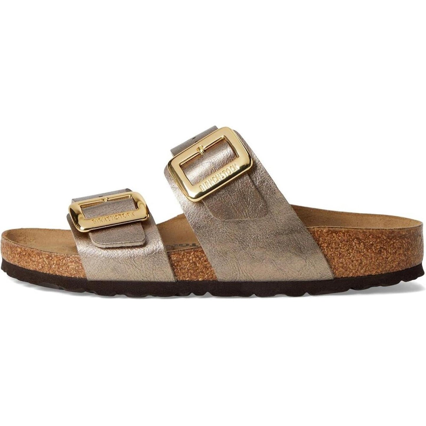 Sydney Luxe Buckle Taupe Slide Sandals