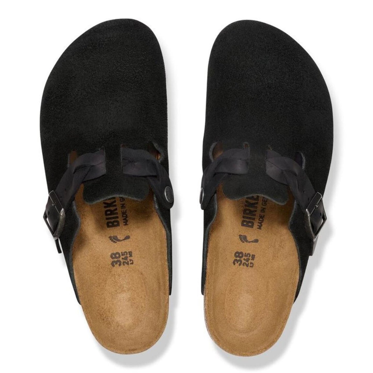 Boston Braided Black Suede Leather Clogs