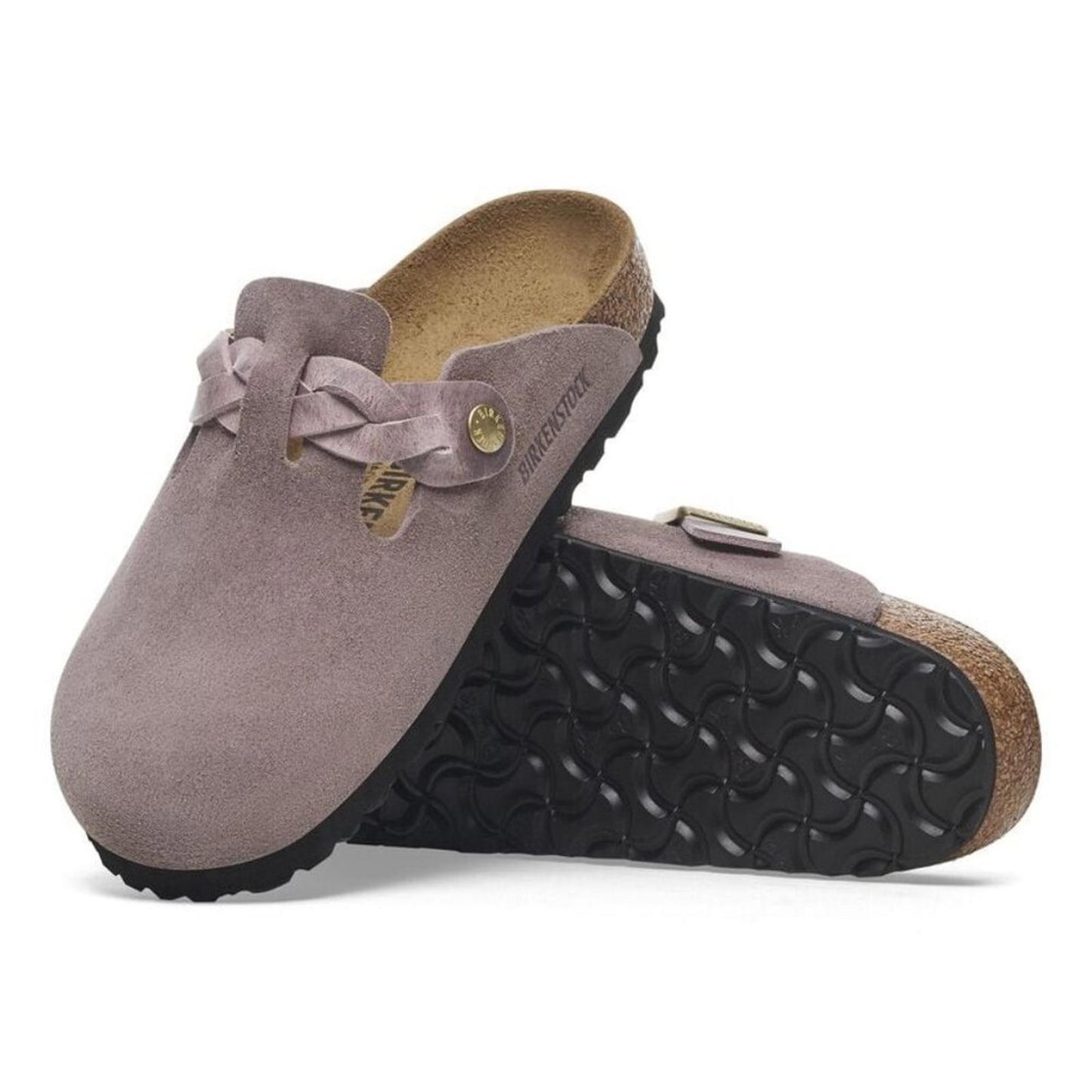 Boston Braided Faded Purple Suede Leather Clogs