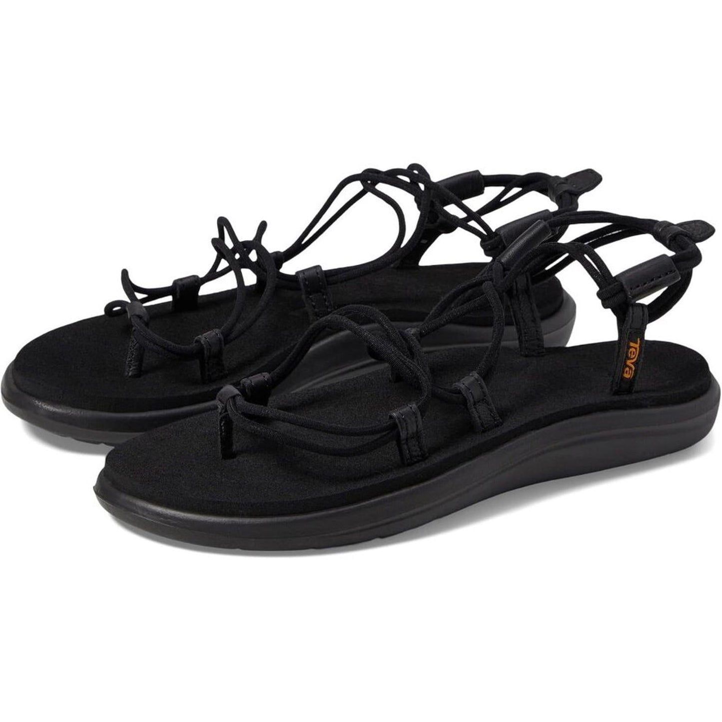 Voya Infinnity Black Elastic Lace Sandals