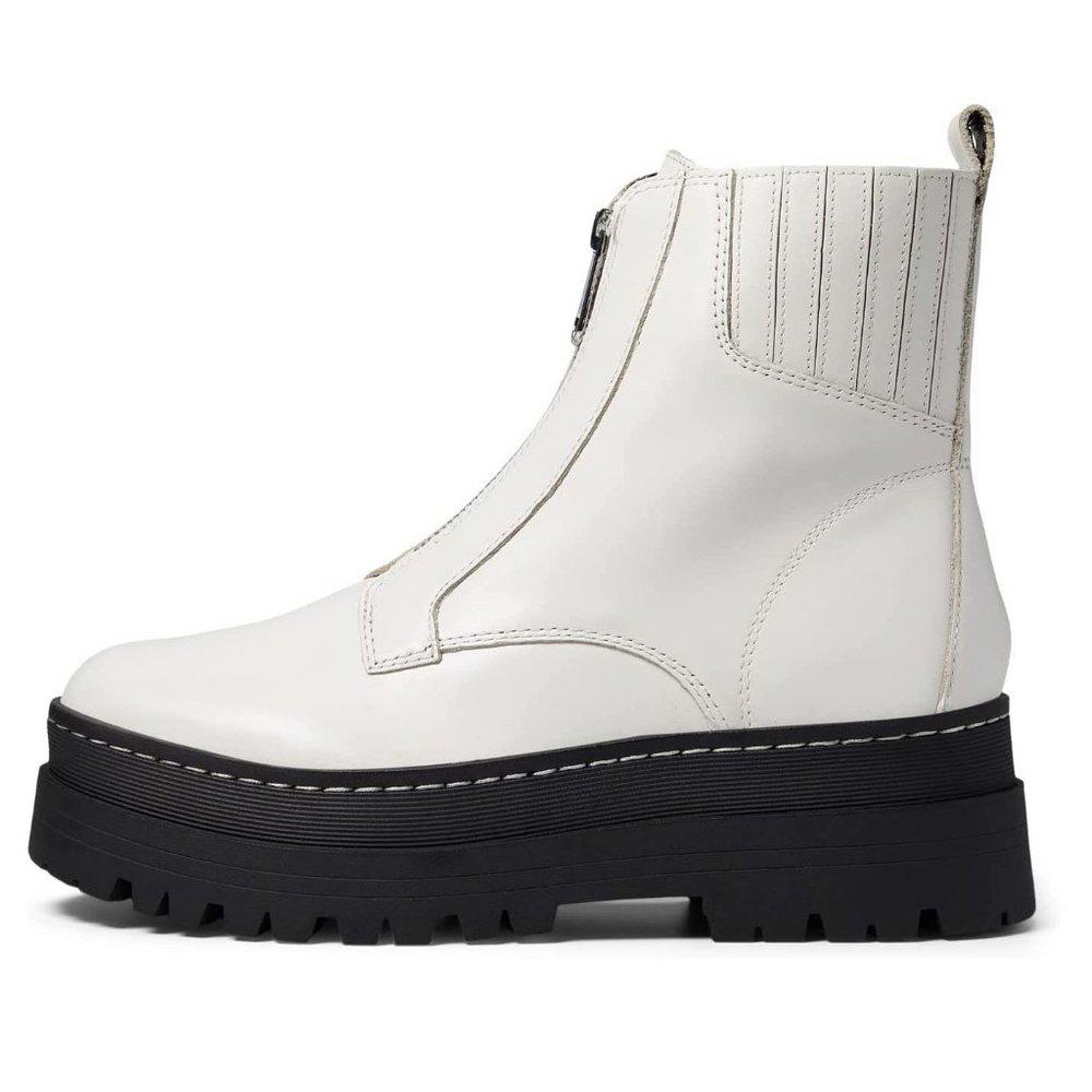 Prisco Ivory Leather Zip Boots