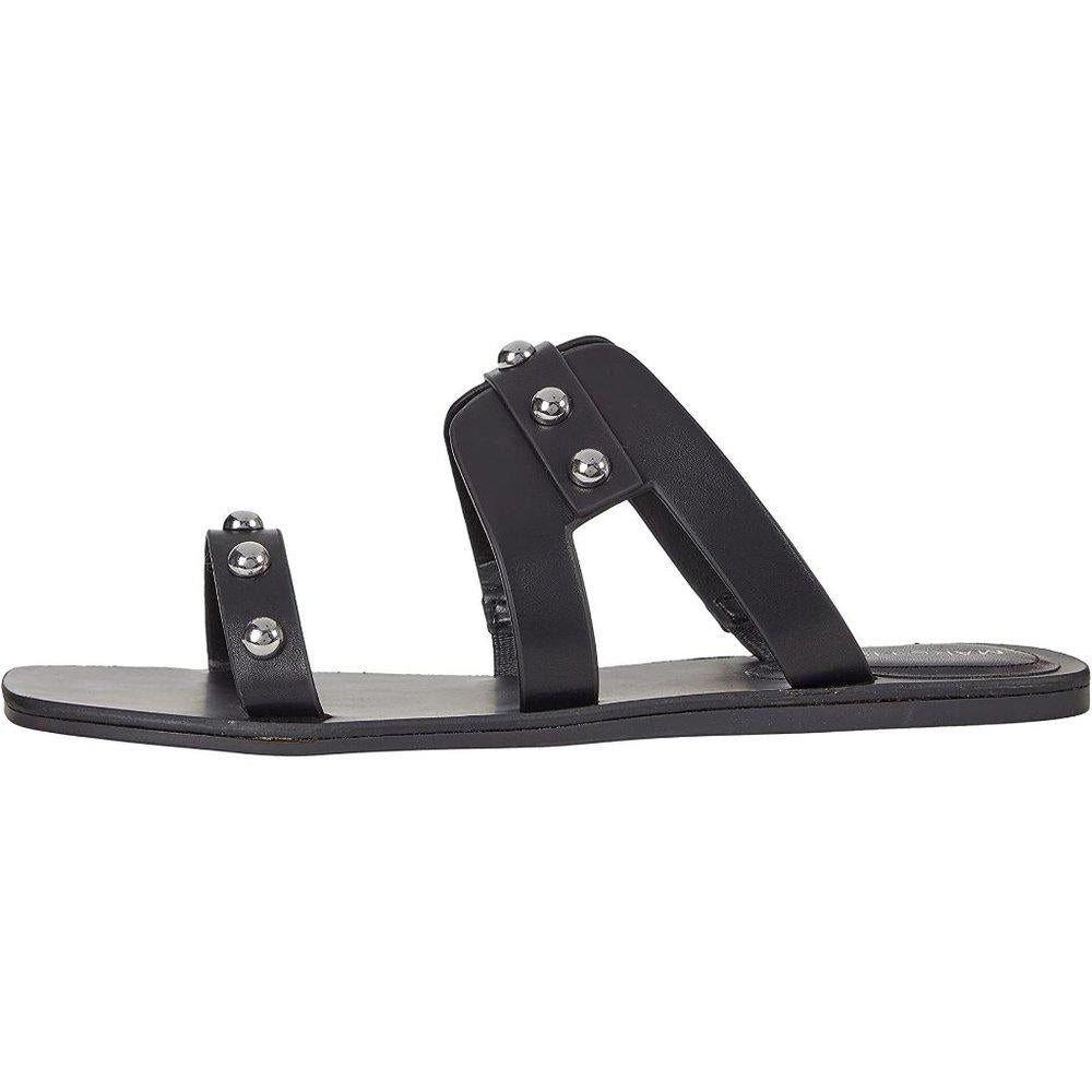 Burlina Black Studded Flat Sandals