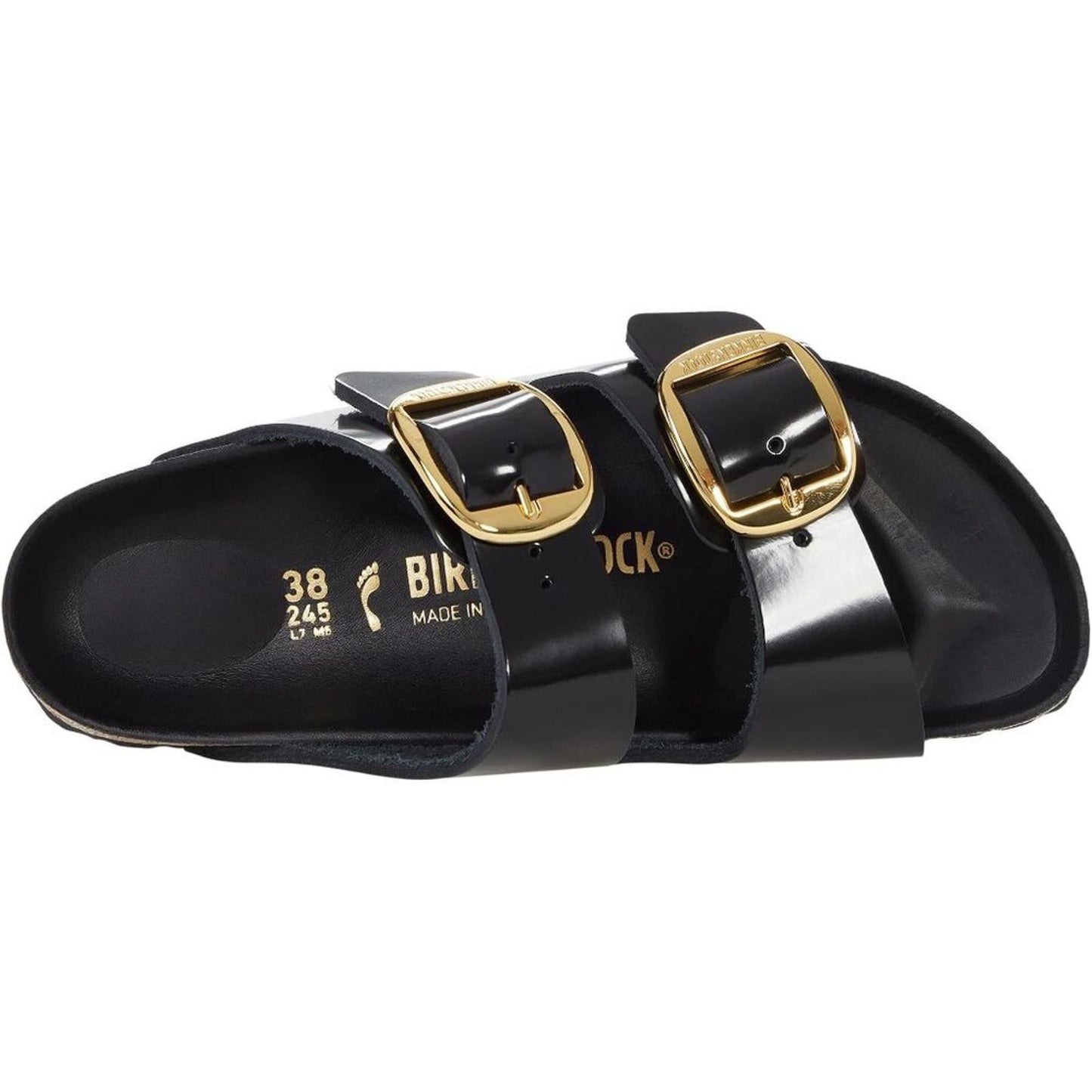 Arizona Black Big Buckle High Shine Sandals