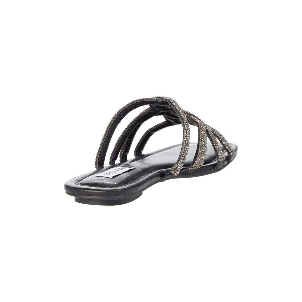 Alexxy Black Embellished Flat Sandals