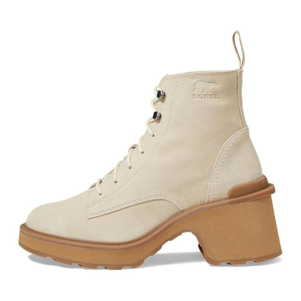 Hi Line Chalk Leather Lace Up Heeled Boots