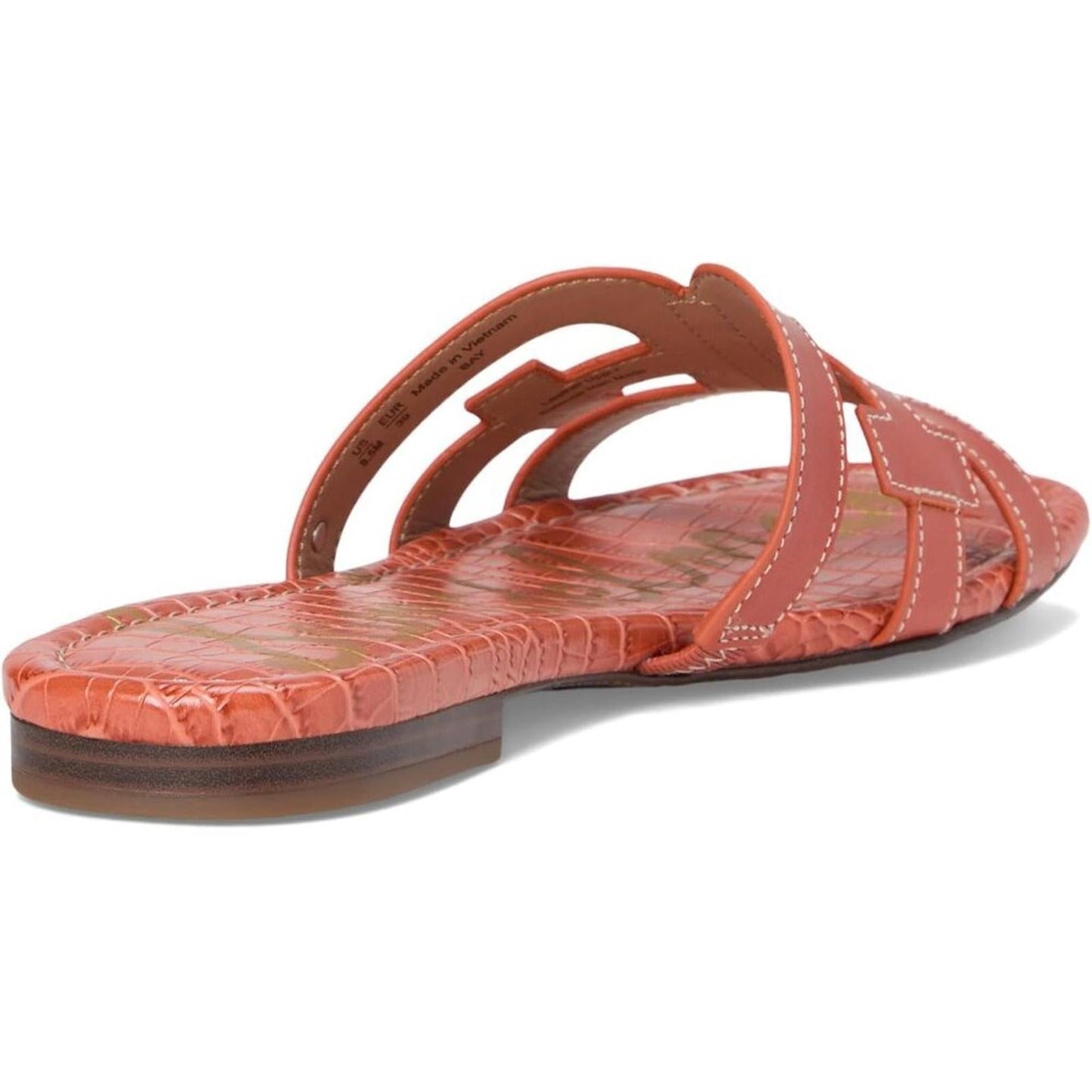 Bay Orange Sunrise Leather Flat Slide Sandals