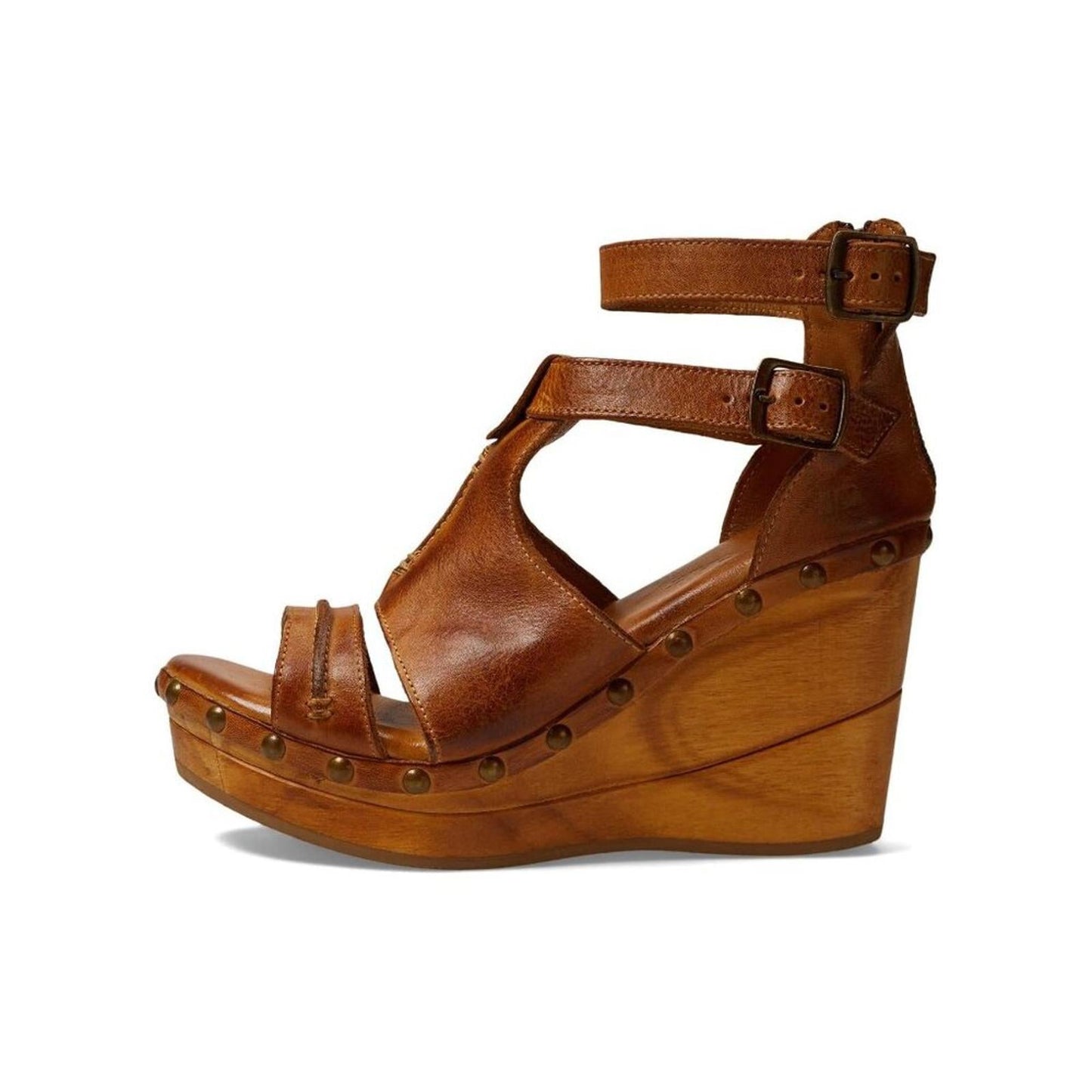 Princess Pecan Dip-Dye Leather Wedge Sandals