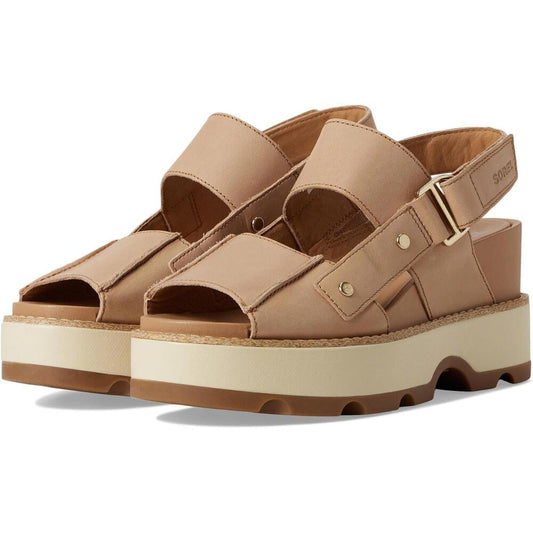 Joanie IV Honest Beige Leather Wedge Sandals