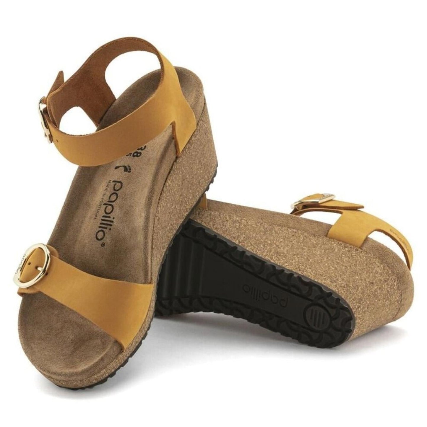 Papillio Soley Apricot Nubuck Leather Wedge Sandals