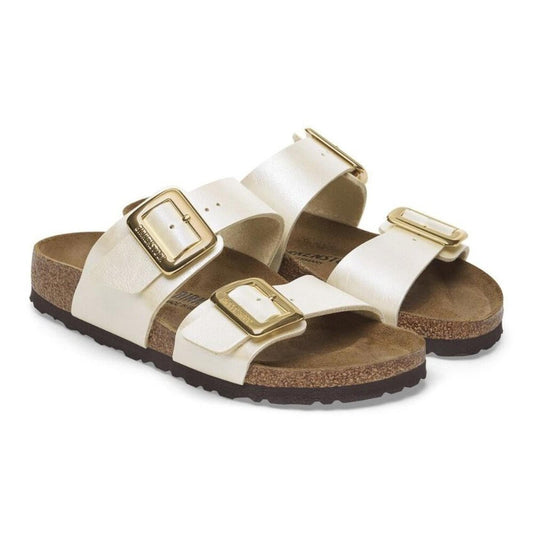 Sydney Luxe Buckle Graceful Pearl White Birko Flor Sandals