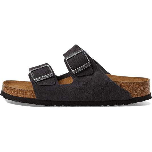 Arizona Soft Footbed Velvet Grey Suede Slide Sandals