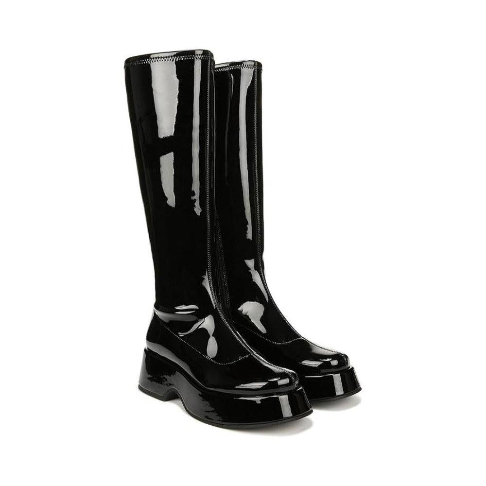 Kimberly Black Knee High Moto Boots