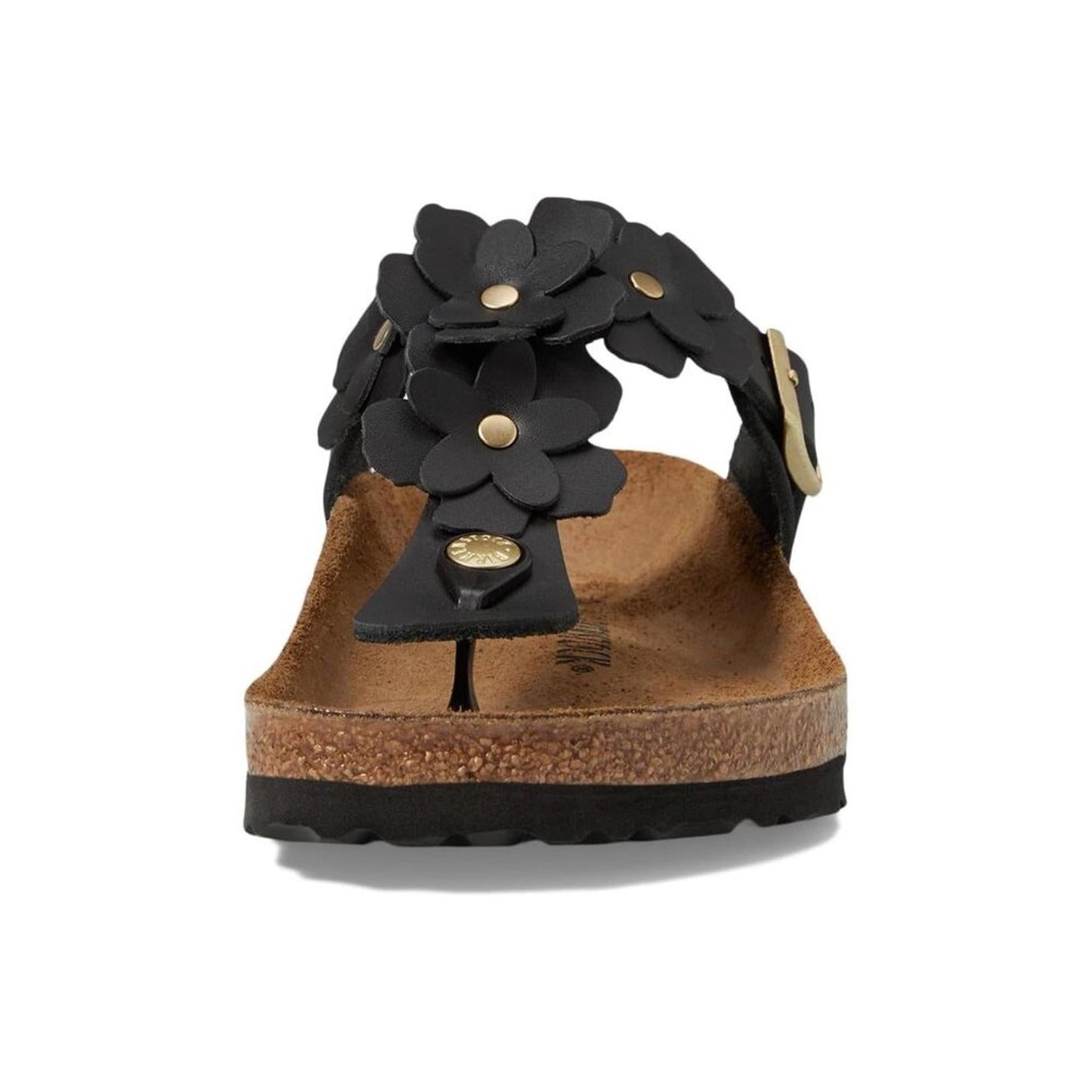 Gizeh Black Leather Flowers Sandals