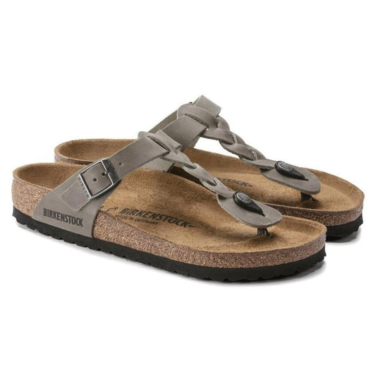 Gizeh Braided Iron Oiled Leather Sandals