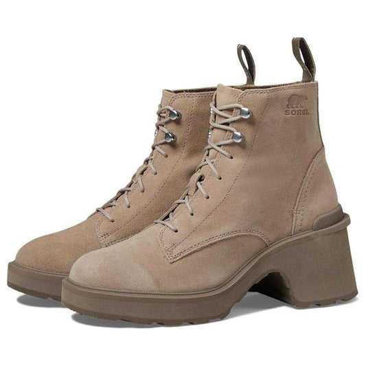 Hi Line Taupe Leather Lace Up Heeled Ankle Boots