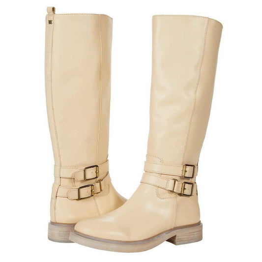 Freda White Leather Knee High Boots