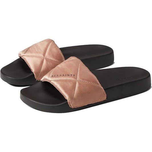 Bell Misty Pink Quilted Leather Flat Slide Sandals