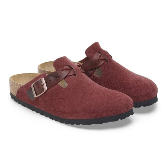 Boston Braided Zinfandel Suede Leather Clogs