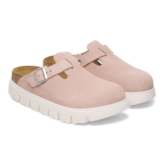 Papillio Boston Chunky Light Rose Suede Leather Clogs