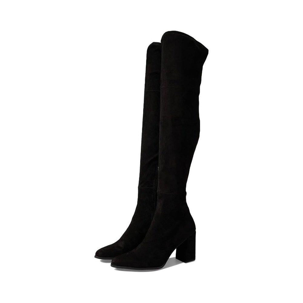 Selora Black Suede Over The Knee Heeled Boots