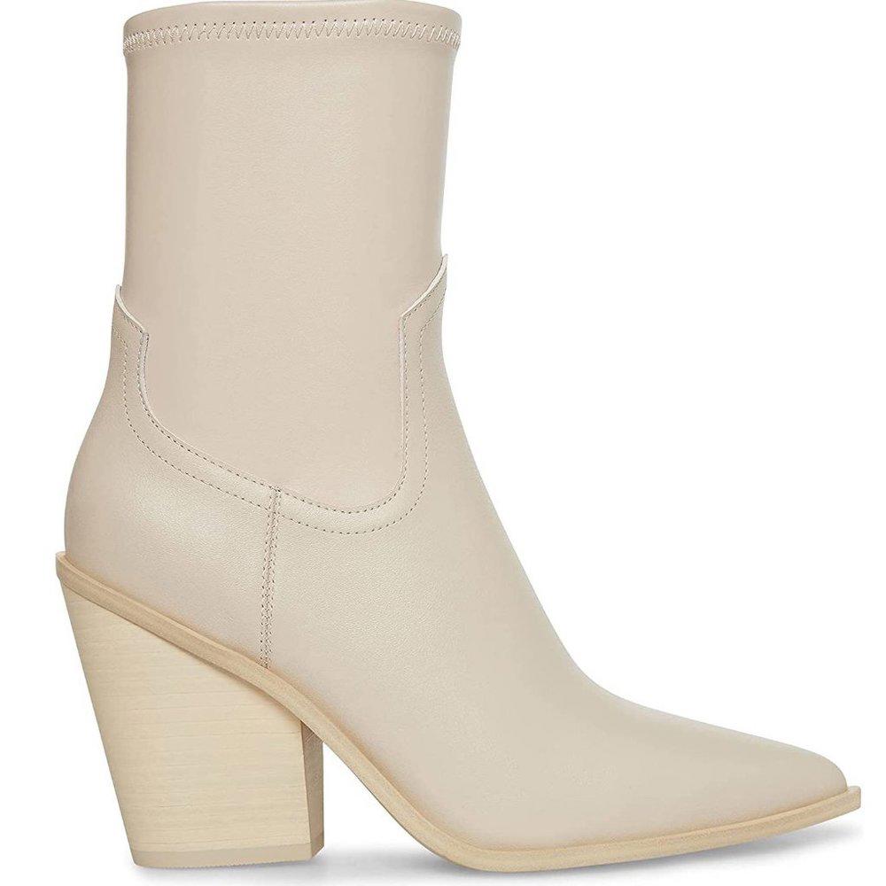 Thorn Bone Leather Heeled Booties