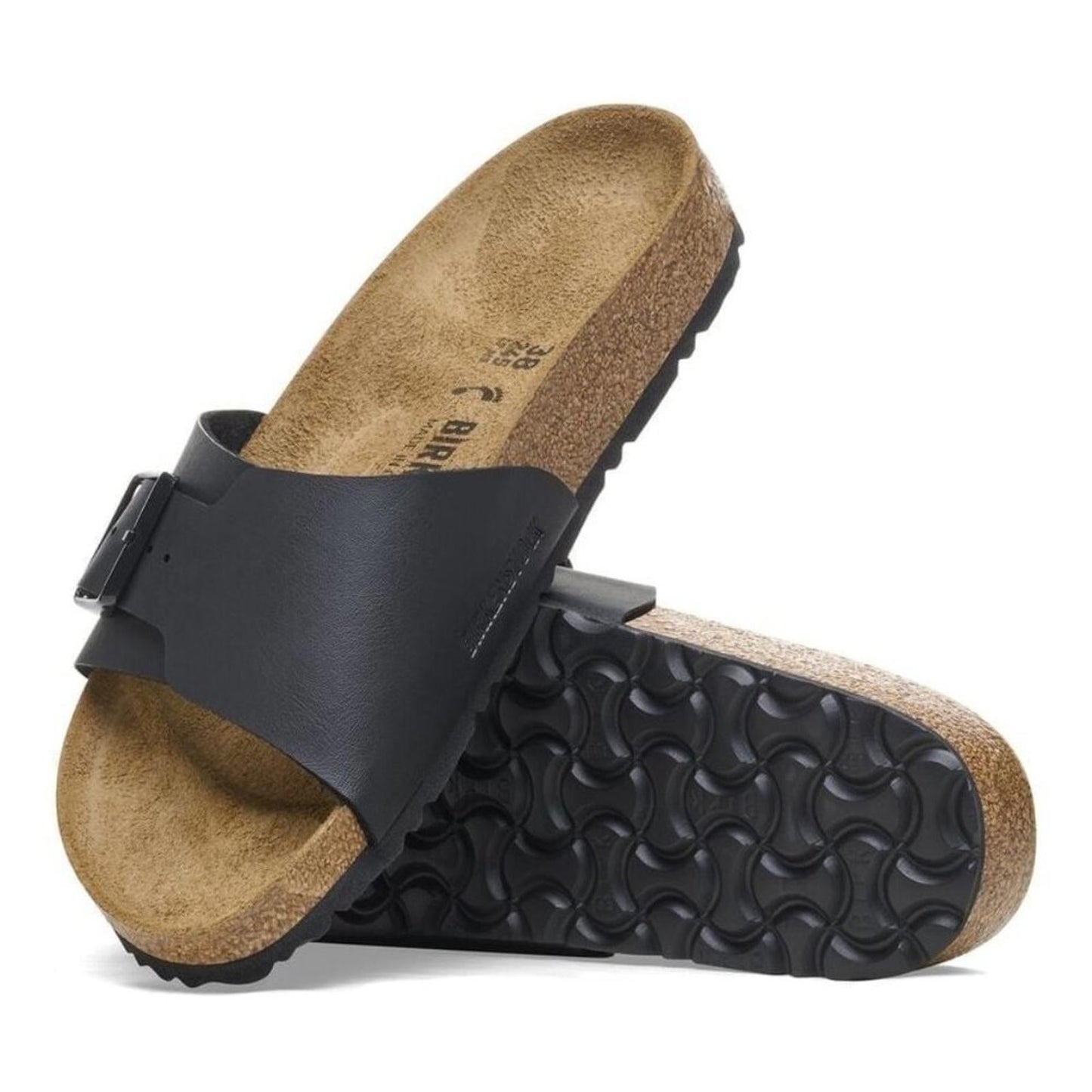 Catalina Black Leather Birko Flor Sandals