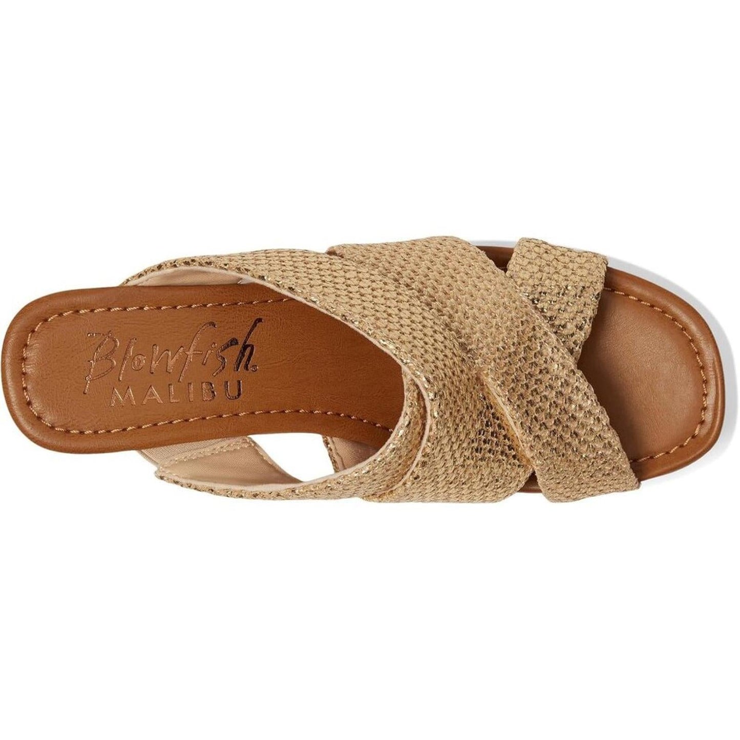 Abi Gold Faux Raffia Wedge Sandals