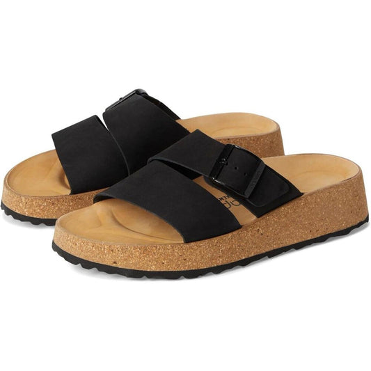 Papillio Almina Black Nubuck Platform Sandals