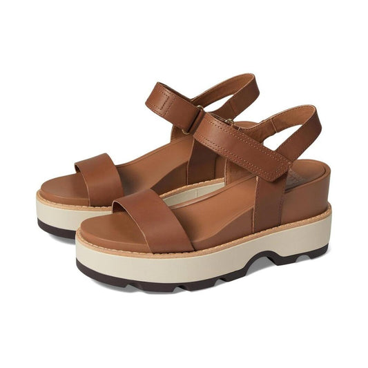 Joanie IV Tan Leather Y Strap Wedge Sandals