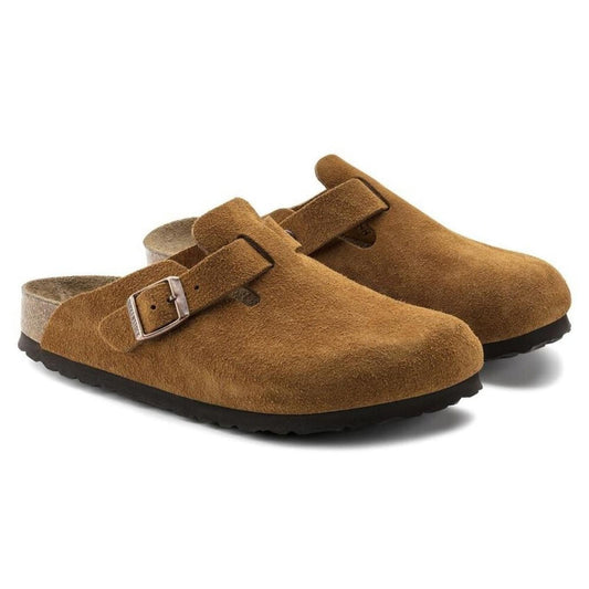 Boston Mink Suede Leather Soft Footbed Clogs