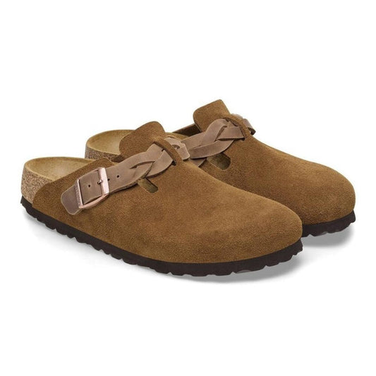 Boston Braided Mink Suede Leather Clogs