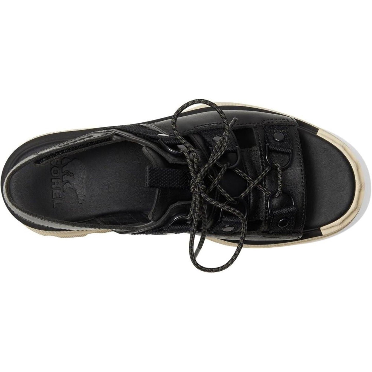 Rein CB Black Leather Lace Platform Sandals