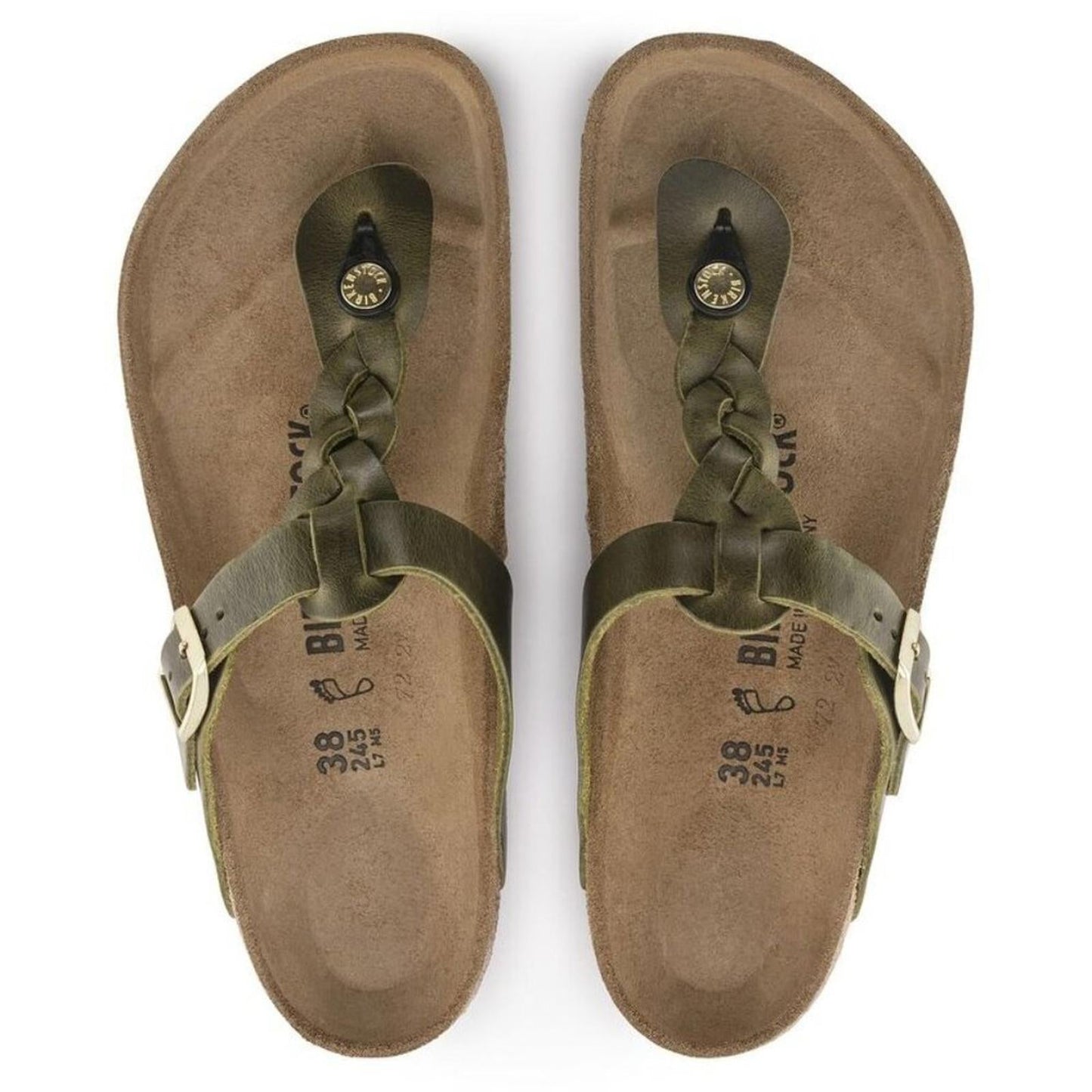 Gizeh Braided Olive Green Oiled Leather Sandals