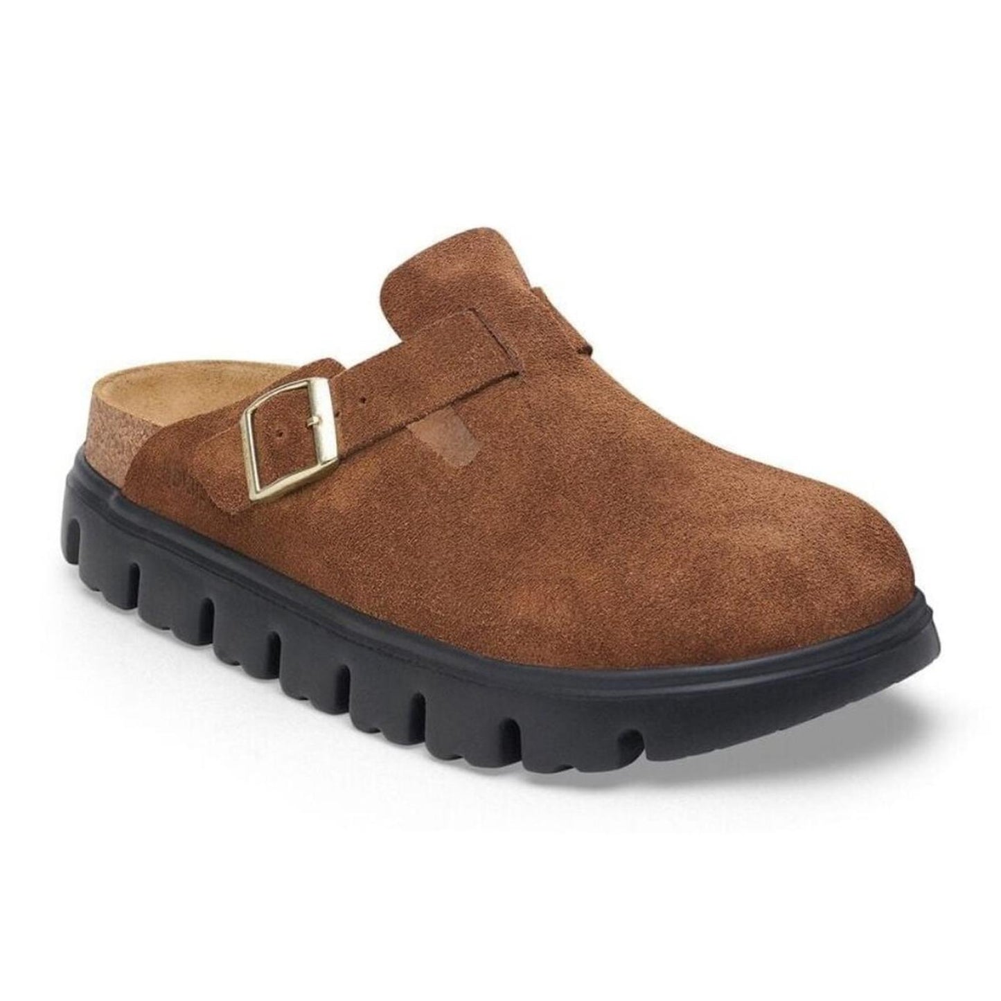 Papillio Boston Chunky Dark Tea Suede Leather Clogs