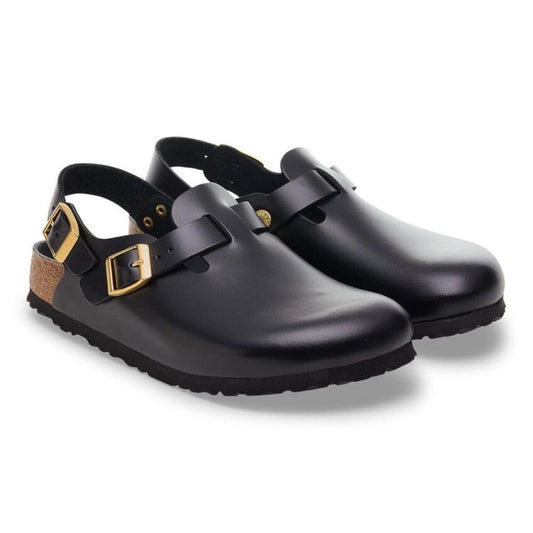 Tokio Black Dressy Leather Clogs