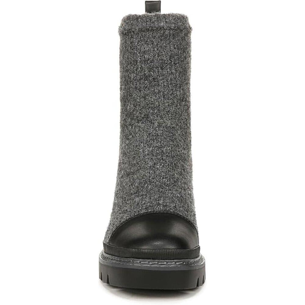 Rozanna Charcoal Black Leather Textile Heeled Ankle Boots