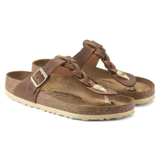 Gizeh Braided Cognac Oiled Leather Sandals