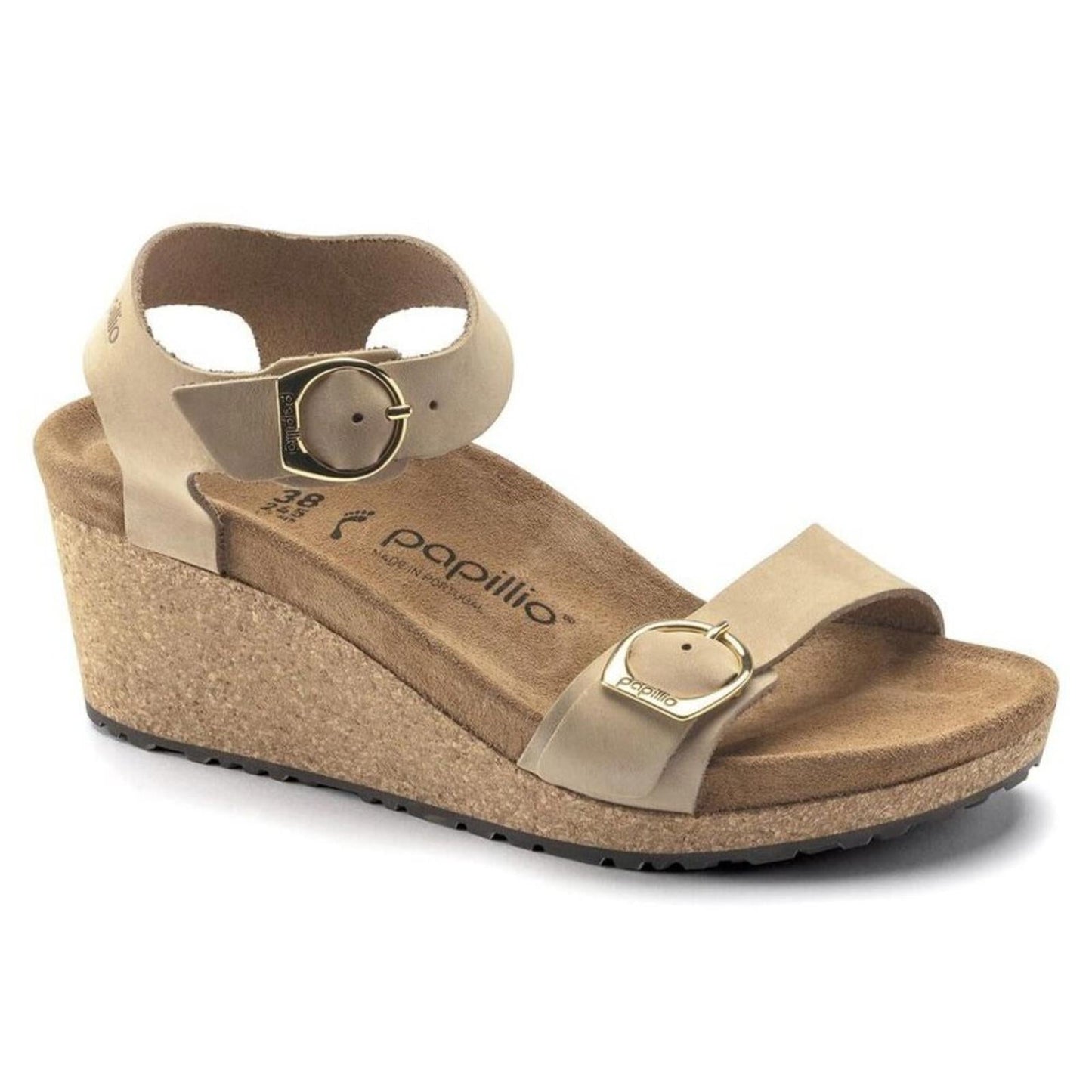 Papillio Soley Sandcastle Nubuck Leather Wedge Sandals