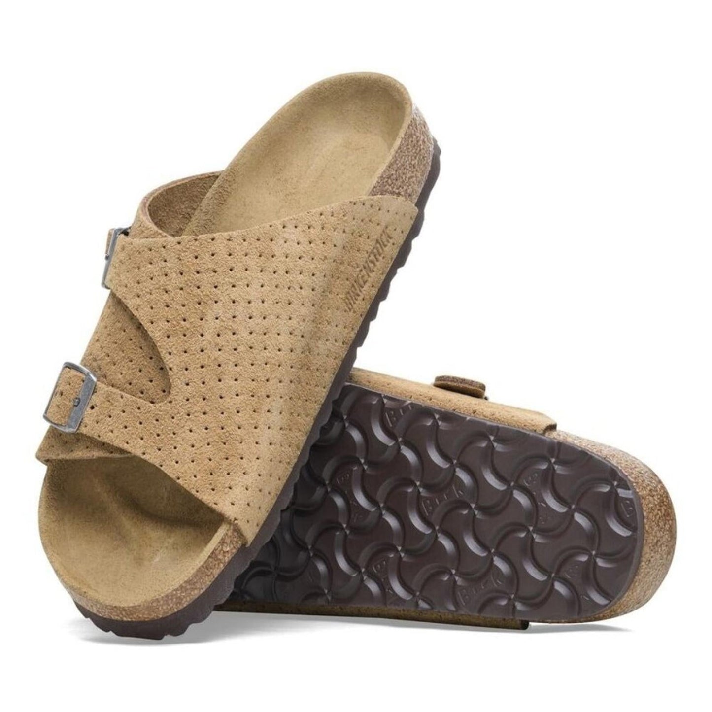 Zurich Suede Embossed Dotted New Beige Leather Sandals