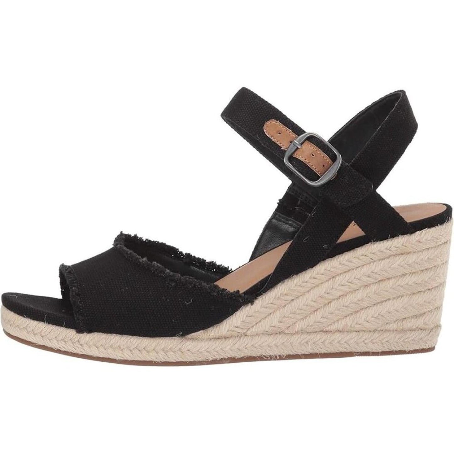 Mindra Black Espadrille Wedge Sandals