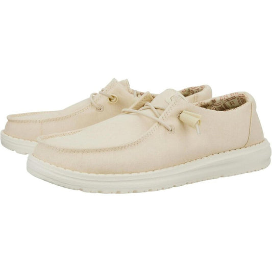 Wendy Off-White Stretch Canvas Casual Shoes