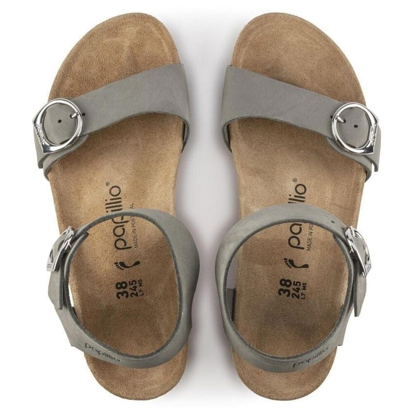Papillio Soley Dove Grey Nubuck Leather Wedge Sandals