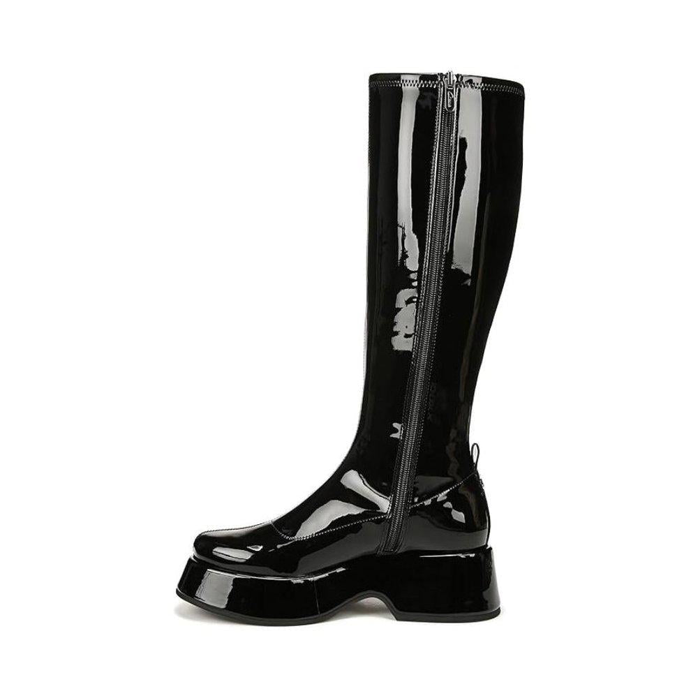 Kimberly Black Knee High Moto Boots